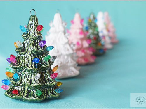 Multicolored White Ceramic Christmas Tree | 11 | Glazed