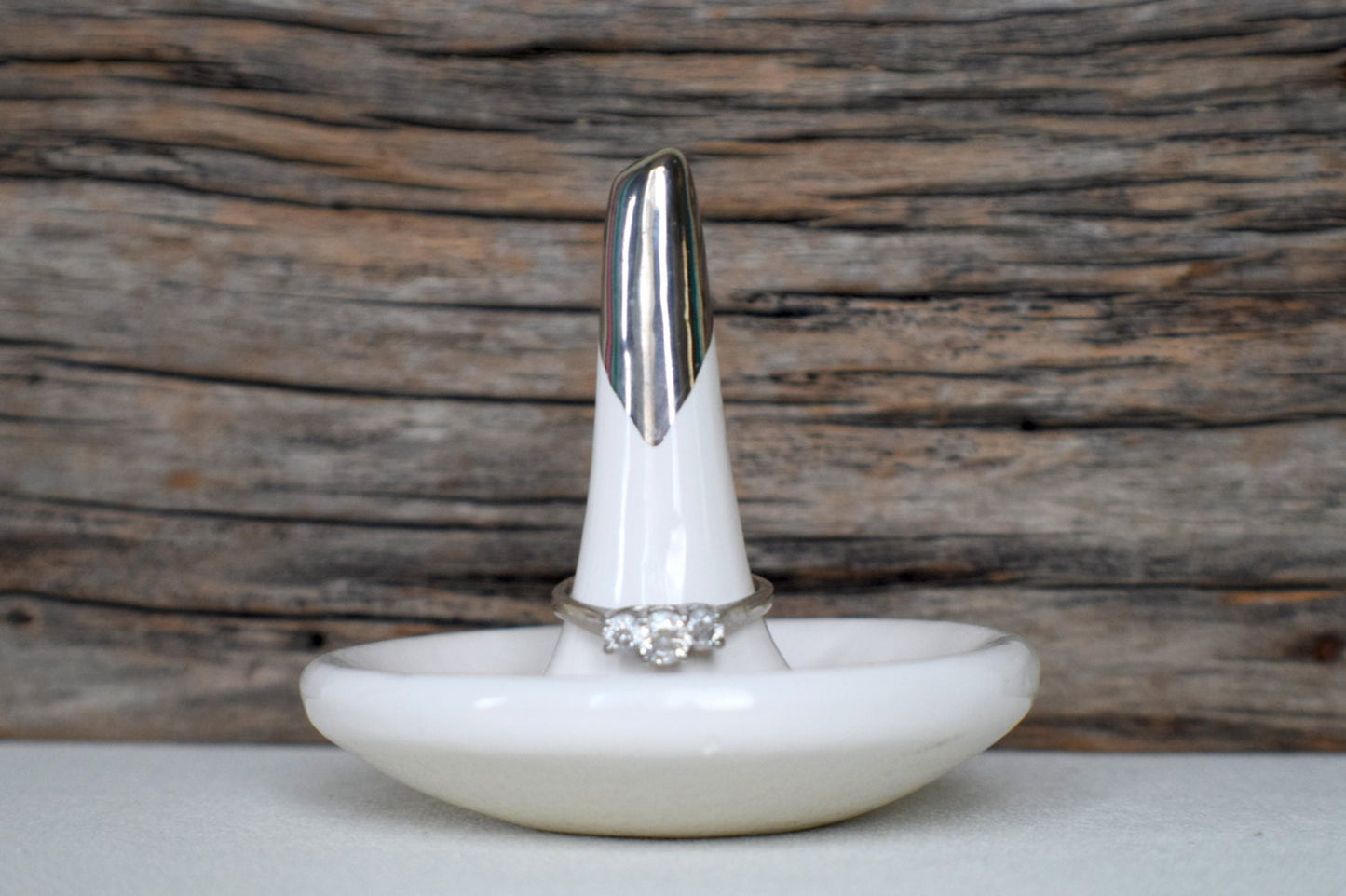 Ring holder - Ring Dish - Wedding Ring Holder - White and Silver ring holder - Mothers Day Gift Idea - Unique Wedding gift - Teresa's Ceramics