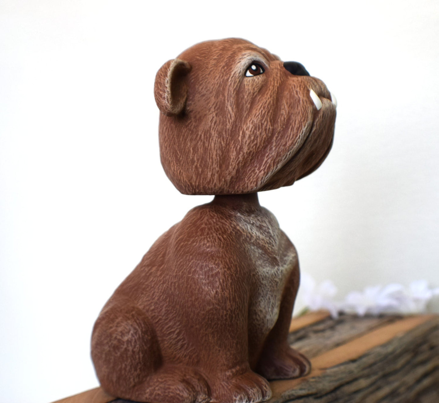 Ceramic Bull Dog Bobblehead | Bobblehead Baby Shower Gift | Bulldog Nursery Decor | Bobble Head Baby Room Puppy |