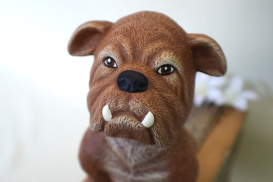 Ceramic Bull Dog Bobblehead | Bobblehead Baby Shower Gift | Bulldog Nursery Decor | Bobble Head Baby Room Puppy | - Teresa's Ceramics