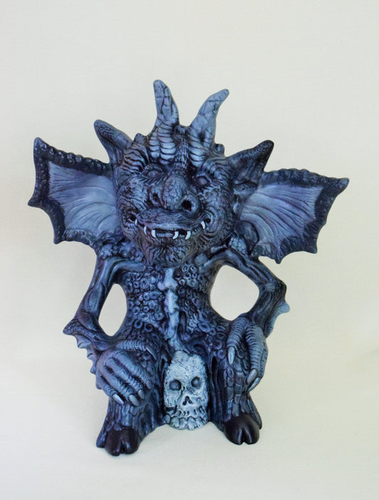 Ceramic Winged Gargoyle Statue: Medieval Protector Figurine, Halloween Decor, Collectible Gift