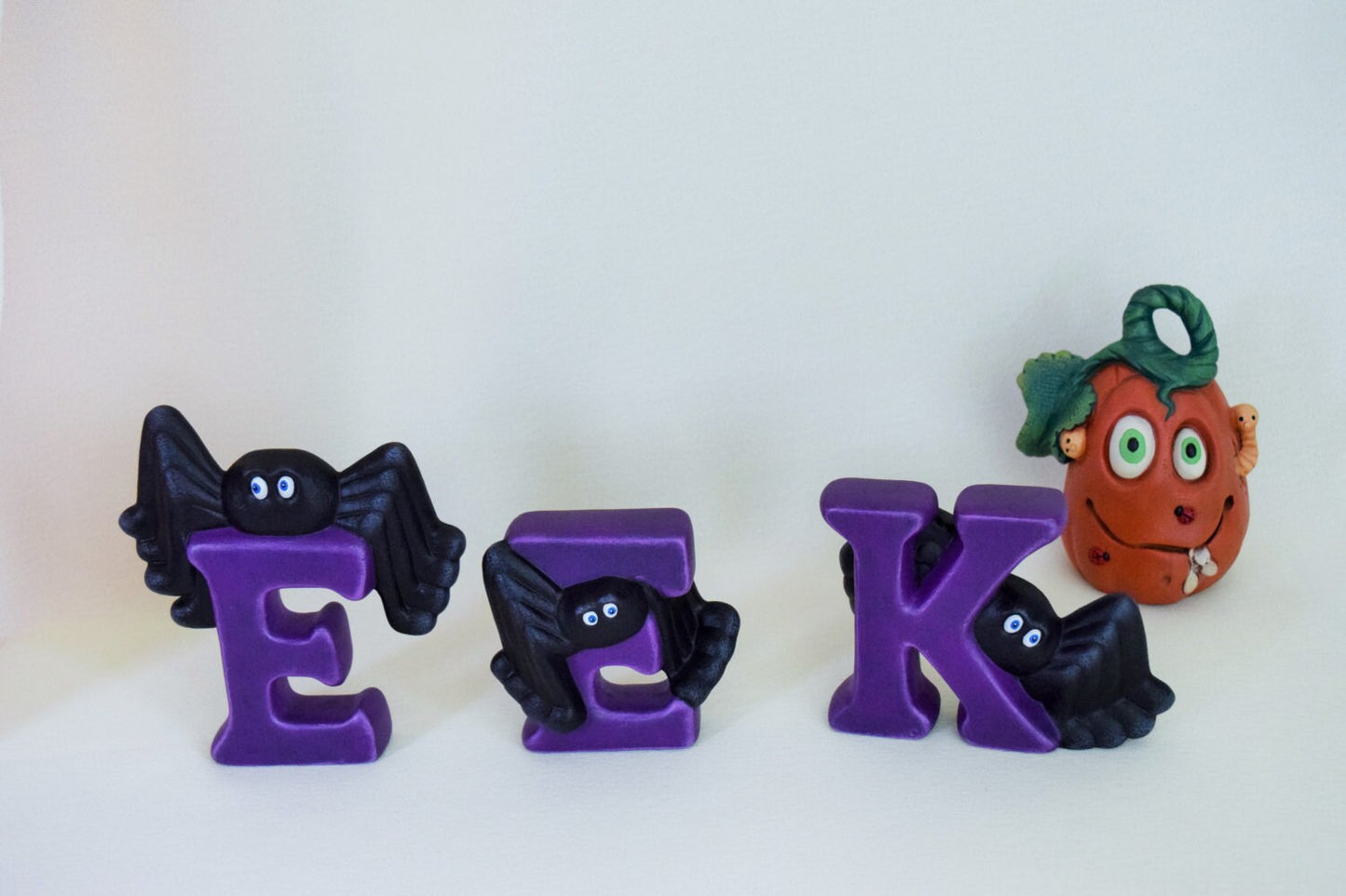 Halloween Decorations - EEK - Halloween Spiders - Halloween Centerpiece - Halloween Sign - Halloween Party Decor - EEK Halloween Display - Teresa's Ceramics