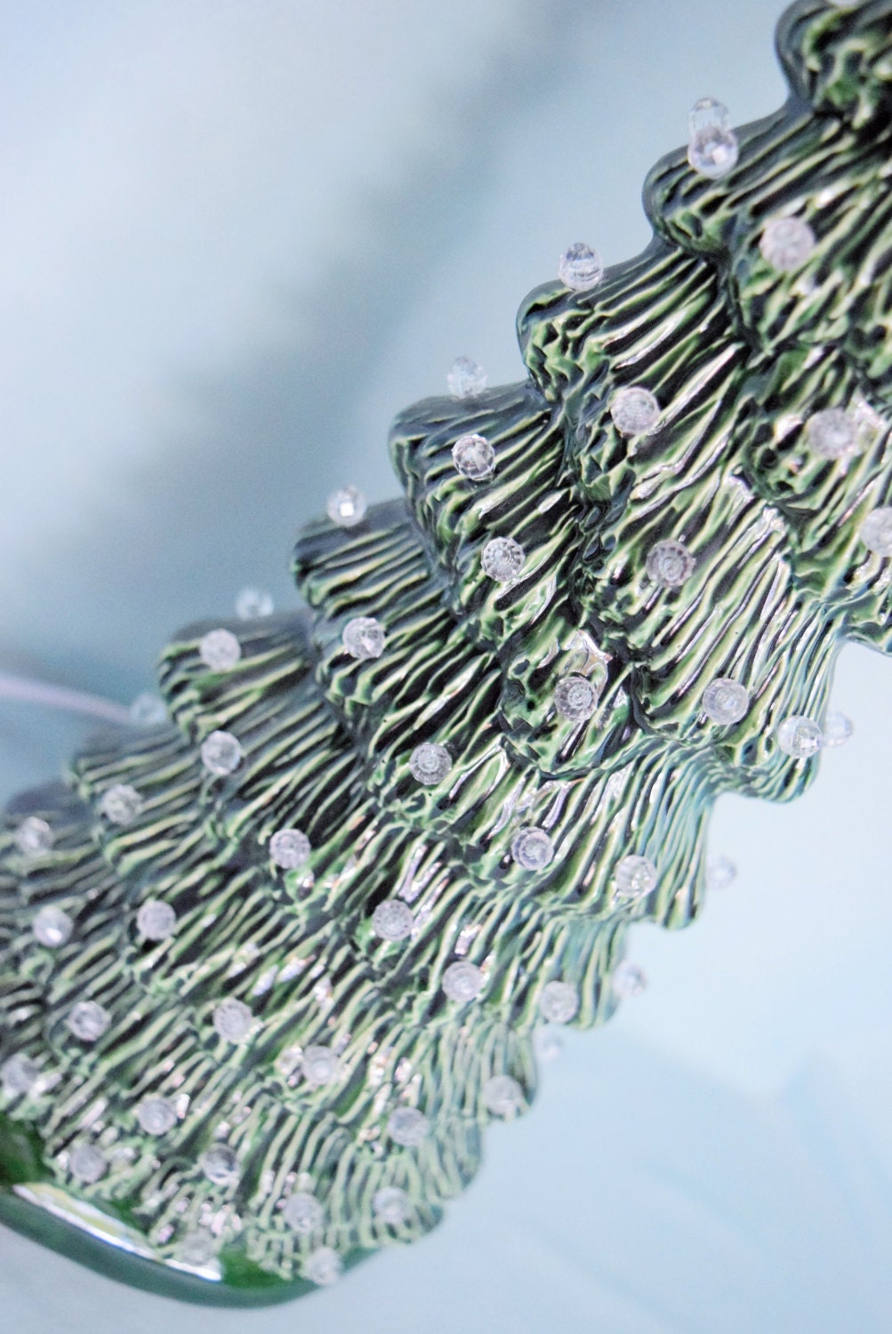 Vintage-Style Slim Green Lighted Christmas Tree Centerpiece - 13 Inch Tall Holiday Decoration