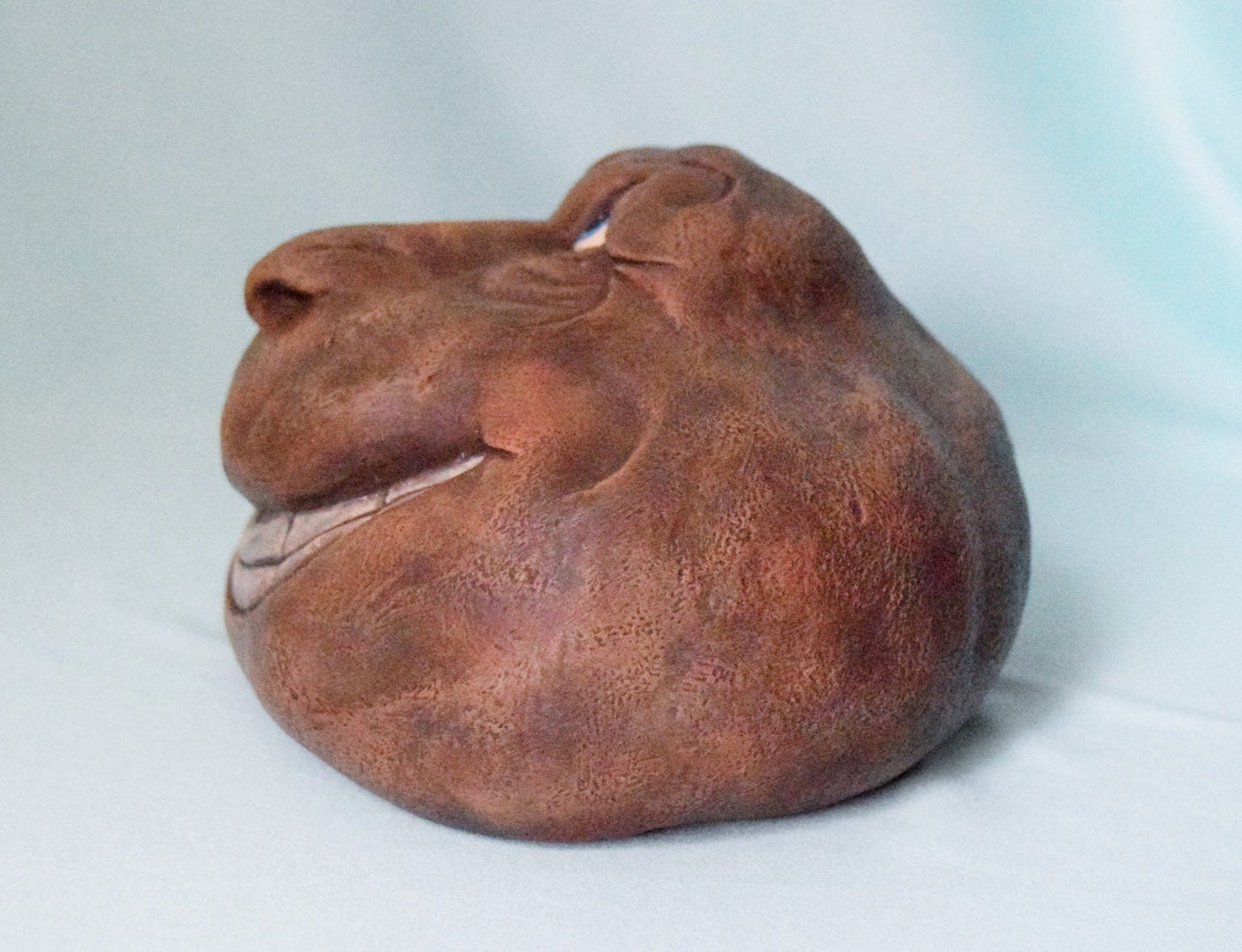 Garden Art - Garden Decor - Sculpture - Yard Art - Rock Face - Ceramic Rock - Gardener Gift - Grinning face - Gift for Mom