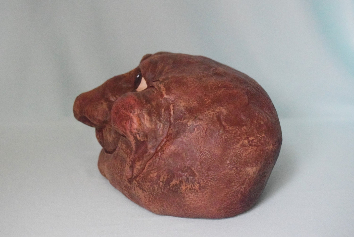 Quirky Ceramic Rock Face Garden Sculpture - Unique Yard Art with Green Eyes - Father's Day Gift