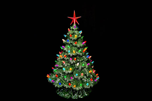 14 inch spruce green ceramic christmas tree