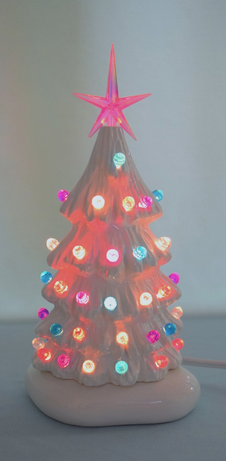 Christmas Tree - Lighted Ceramic Christmas Tree - Pastel Christmas tree- 5.75 inch Size XSmall - Christmas tree light - Gift for little girl