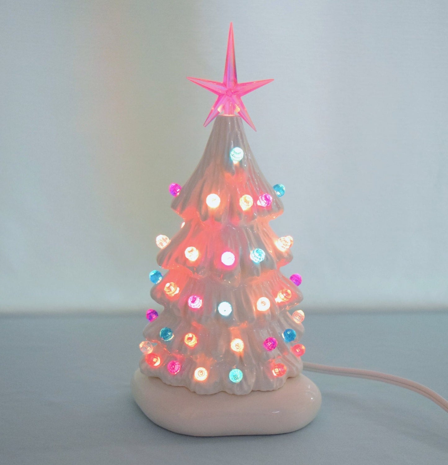Christmas Tree - Lighted Ceramic Christmas Tree - Pastel Christmas tree- 5.75 inch Size XSmall - Christmas tree light - Gift for little girl