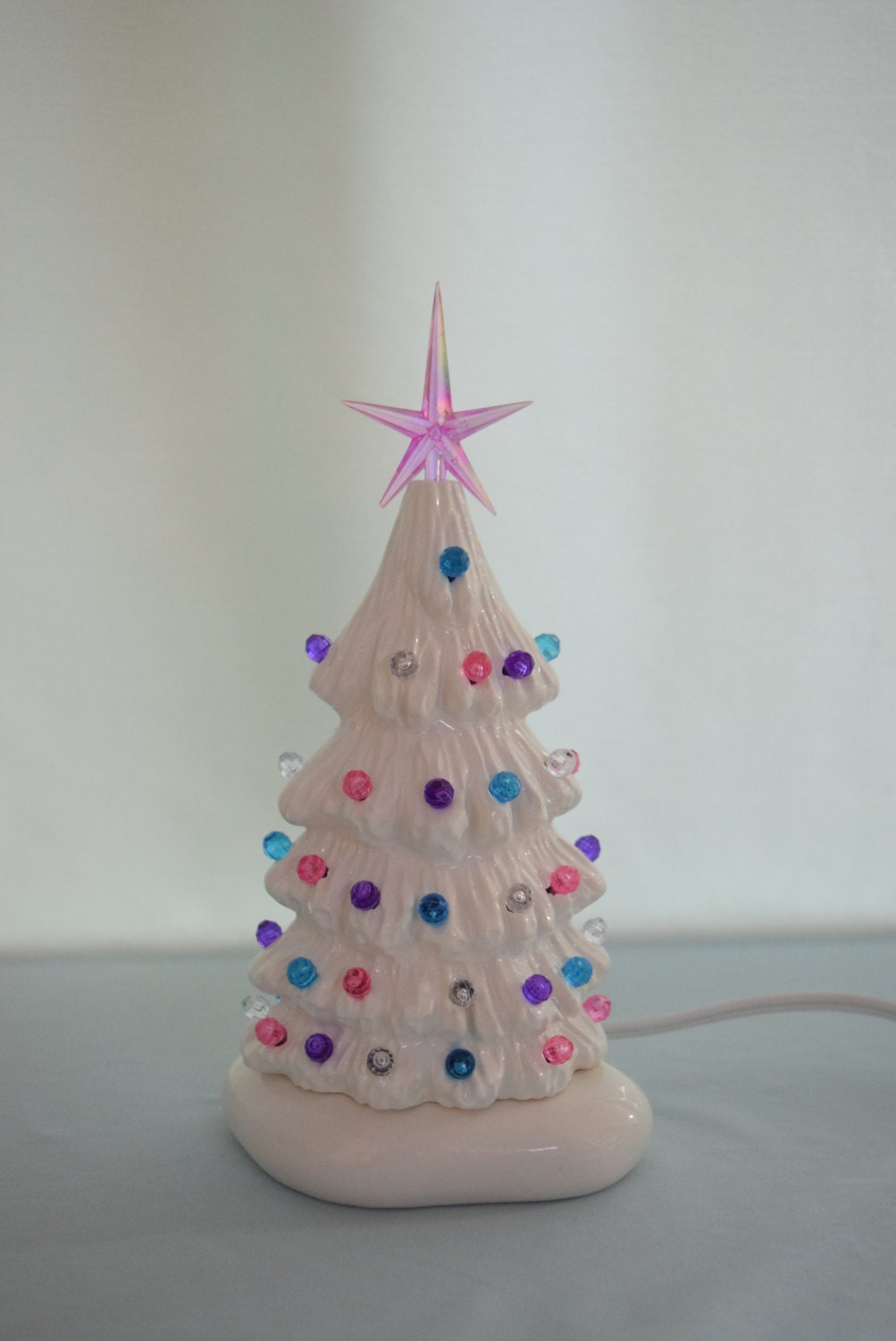 Christmas Tree - Lighted Ceramic Christmas Tree - Pastel Christmas tree- 5.75 inch Size XSmall - Christmas tree light - Gift for little girl