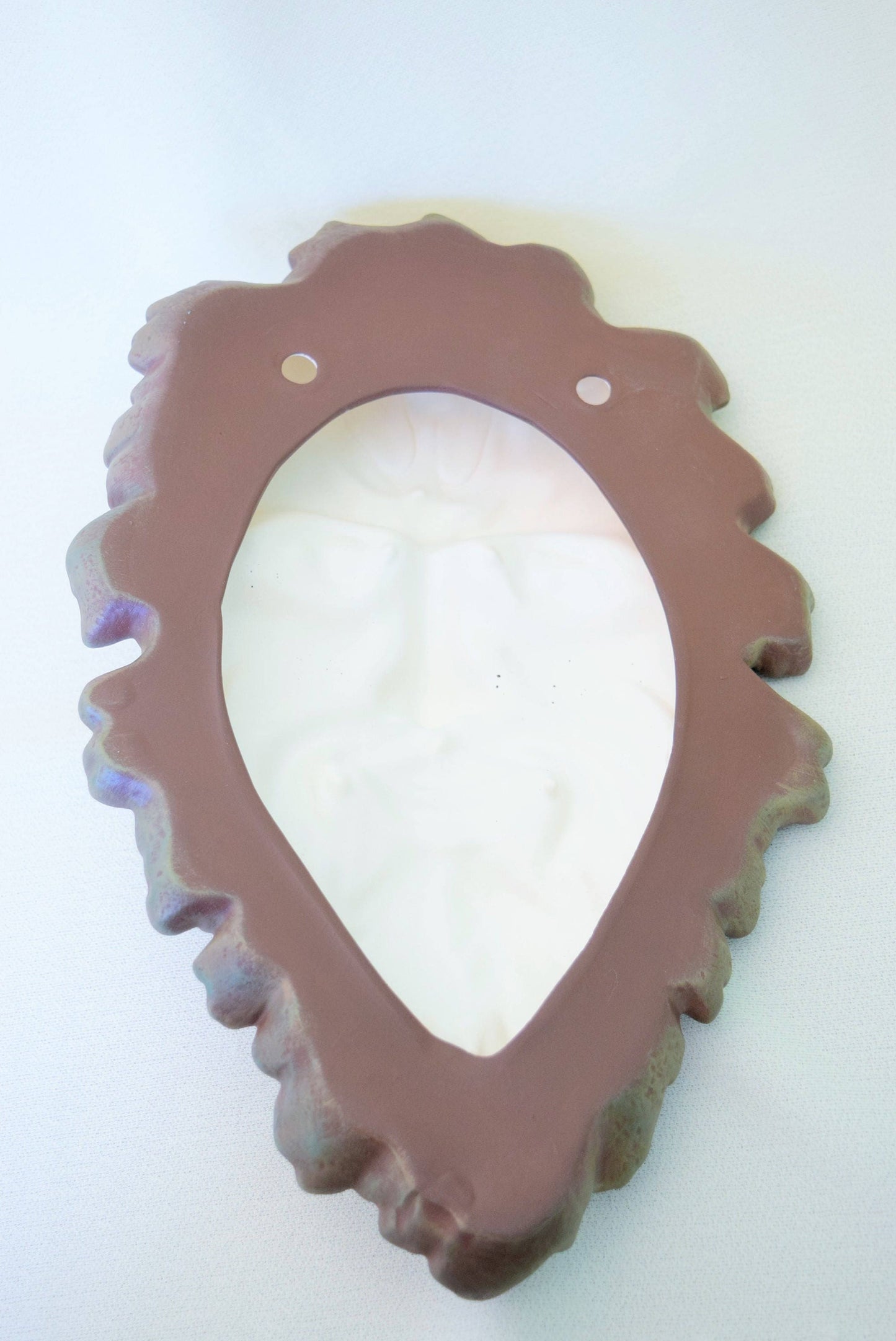 Ceramic Green Man Garden Plaque: Boho Summer Door Hanger, Patio Wall Art & Outdoor Fence Decor