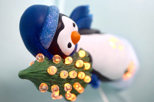 Ceramic Penguin Light - Winter Decor - Christmas Tree - 12.5 Inches Tall - Penguin light - Christmas Penguin - Gift for mom - Cute - Teresa's Ceramics
