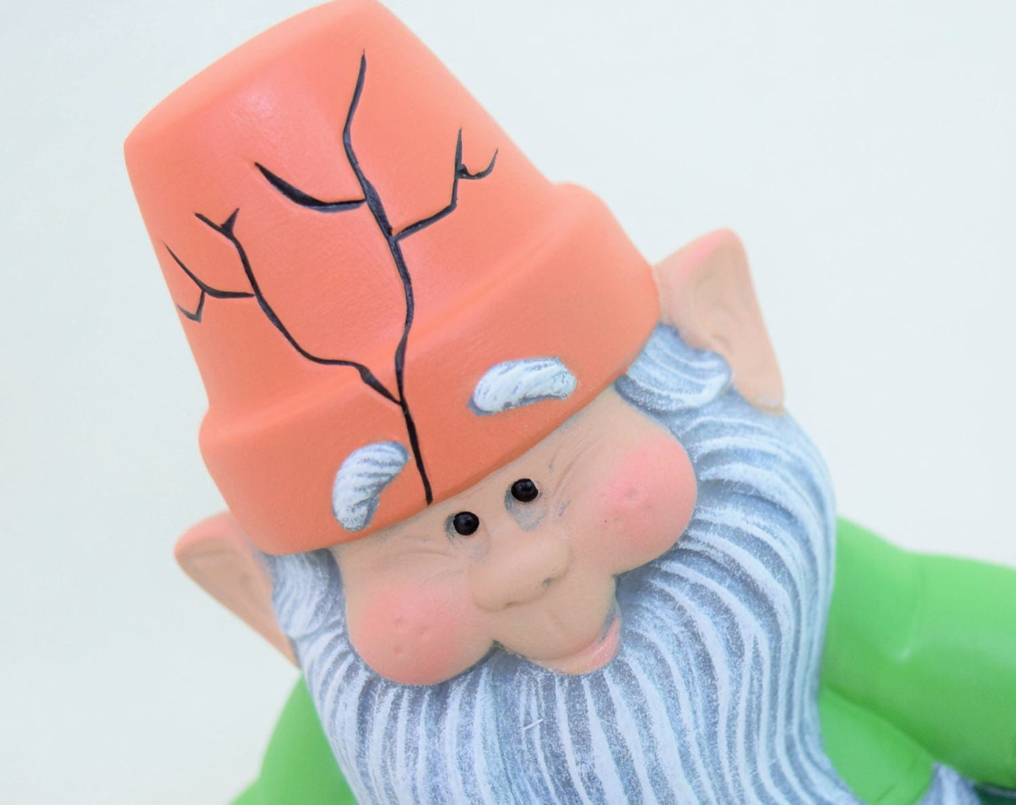 Garden Gnome - Garden Gnome - Yard Art - Gnome with a flower pot hat - Gift for Gardener - Ceramic Gnome - Gnome Figurine - Sitting Gnome
