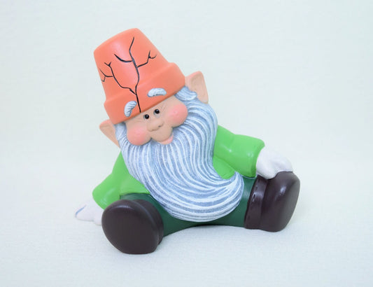 Garden Gnome - Garden Gnome - Yard Art - Gnome with a flower pot hat - Gift for Gardener - Ceramic Gnome - Gnome Figurine - Sitting Gnome