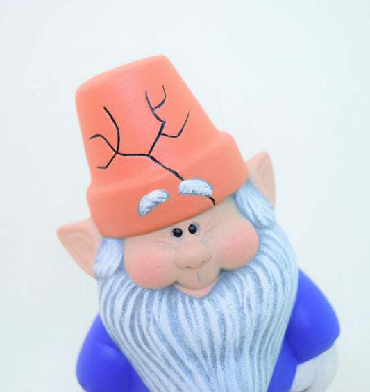 Ceramic Garden Gnome - Fairy Garden Gnome - Garden Gnome with pot for hat - Gnome Figurine - Gift for Gardener - Dwarf - Miniature Gnome