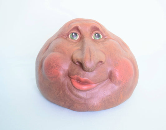 Garden Art - Garden Decor - Sculpture - Yard Art - Stone face - Ceramic Rock - Wedding Decor - Grinning face - Gift for Mom - Gift for Dad - Teresa's Ceramics