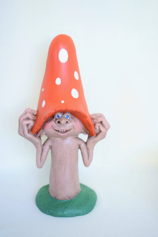 Polka Dot Mushroom Man - Quirky Garden Decor, Mother's Day Gift - Teresa's Ceramics