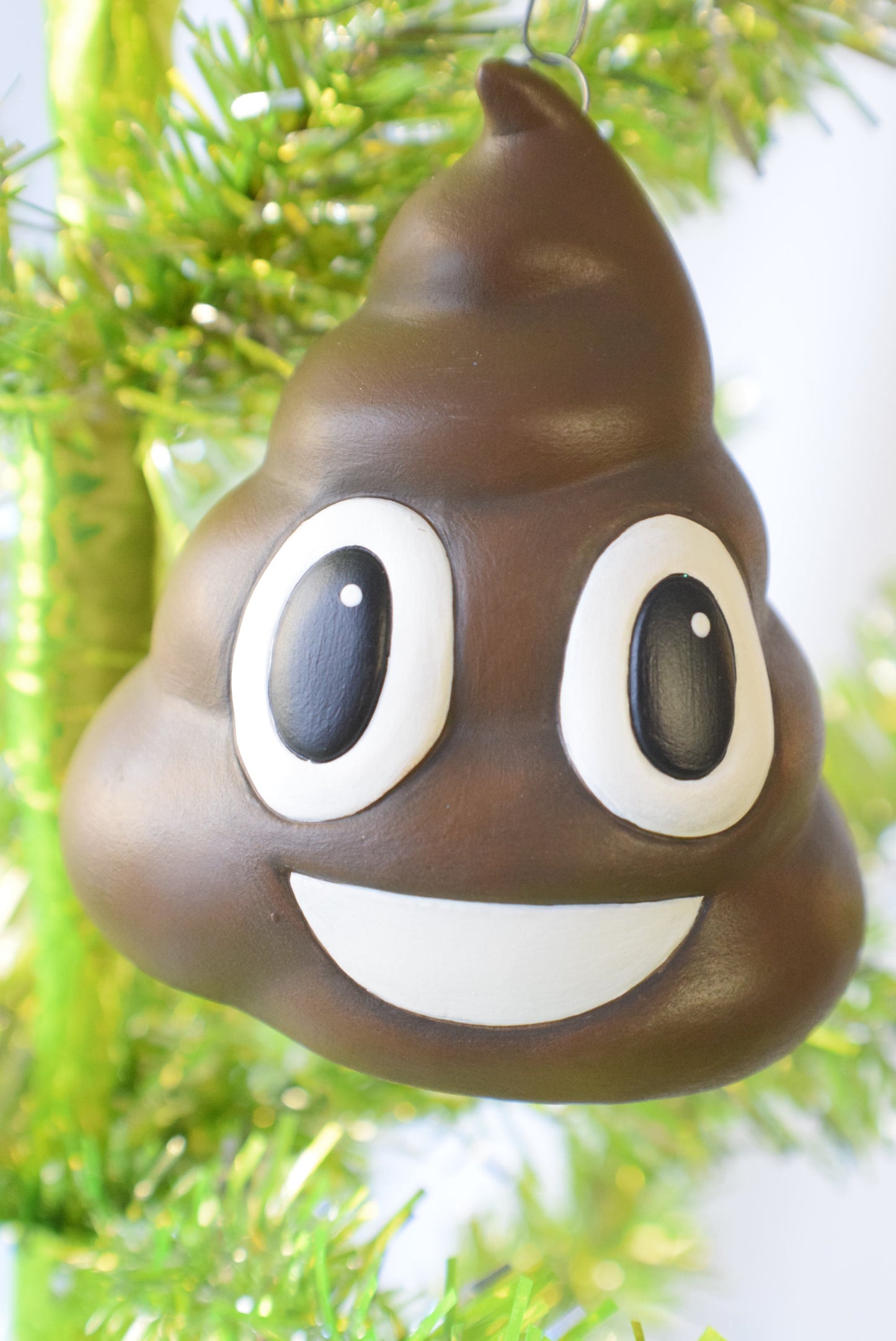 Ceramic Poop Emoji Ornament: Humorous Christmas Decoration, Birthday Gift, Party Favor Under 15