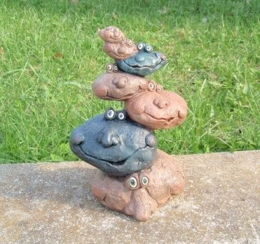 Stack of Stones - Yard Art - Garden Decor - Gifts under 25 - Outdoor decor - Rock Art - Stack of rocks - Pile of Pebbles - Gift for him - Teresa's Ceramics