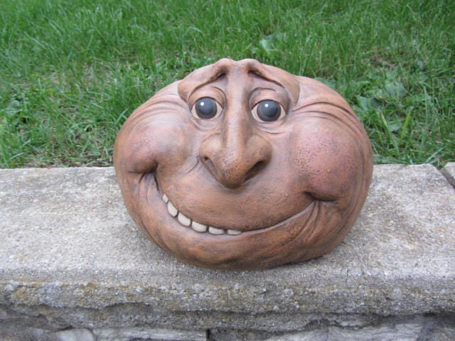 Whimsical Rock Face Garden Ornament - Unique Outdoor Decor for Yard, Housewarming Gift, Spring Landscape