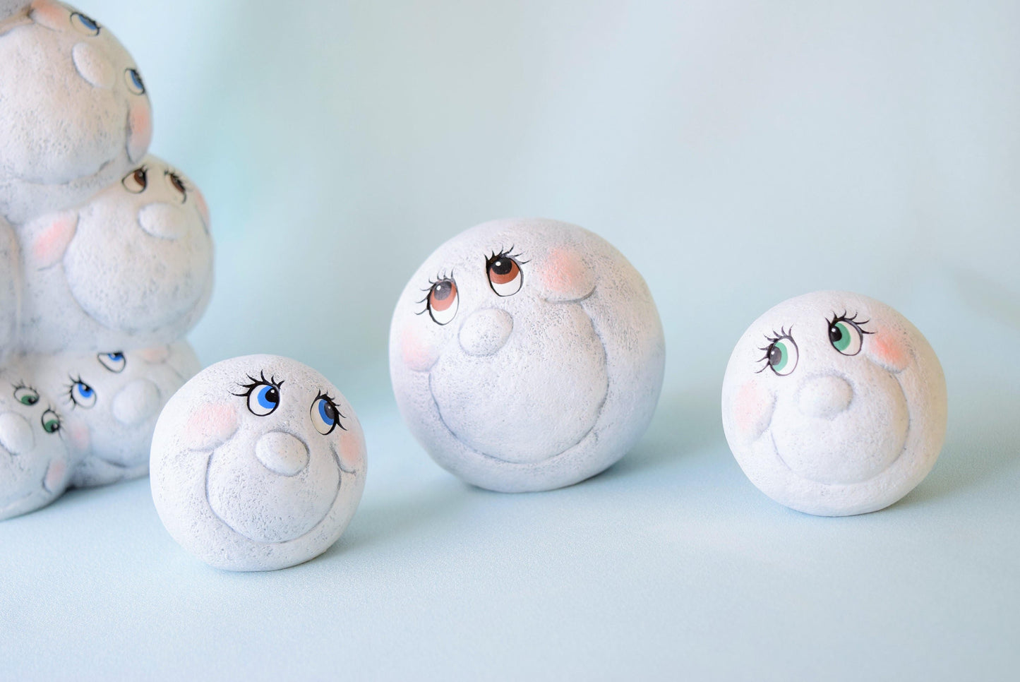 Handcrafted Ceramic Snowball Decorations: Charming Winter Centerpiece for Christmas & Holiday Decor - Teresa's Ceramics