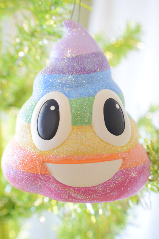 Ceramic Poop Emoji Ornament: Humorous Christmas Decoration, Birthday Gift, Party Favor Under 15