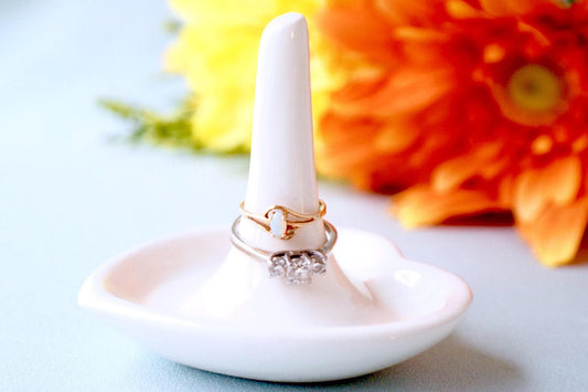 Wedding Ring Holder - Heart Ring Dish - Ring Tray - Handmade Ceramic Dish - Valentines Day Gift - Wedding Favor - Bridal Decor - Anniversary