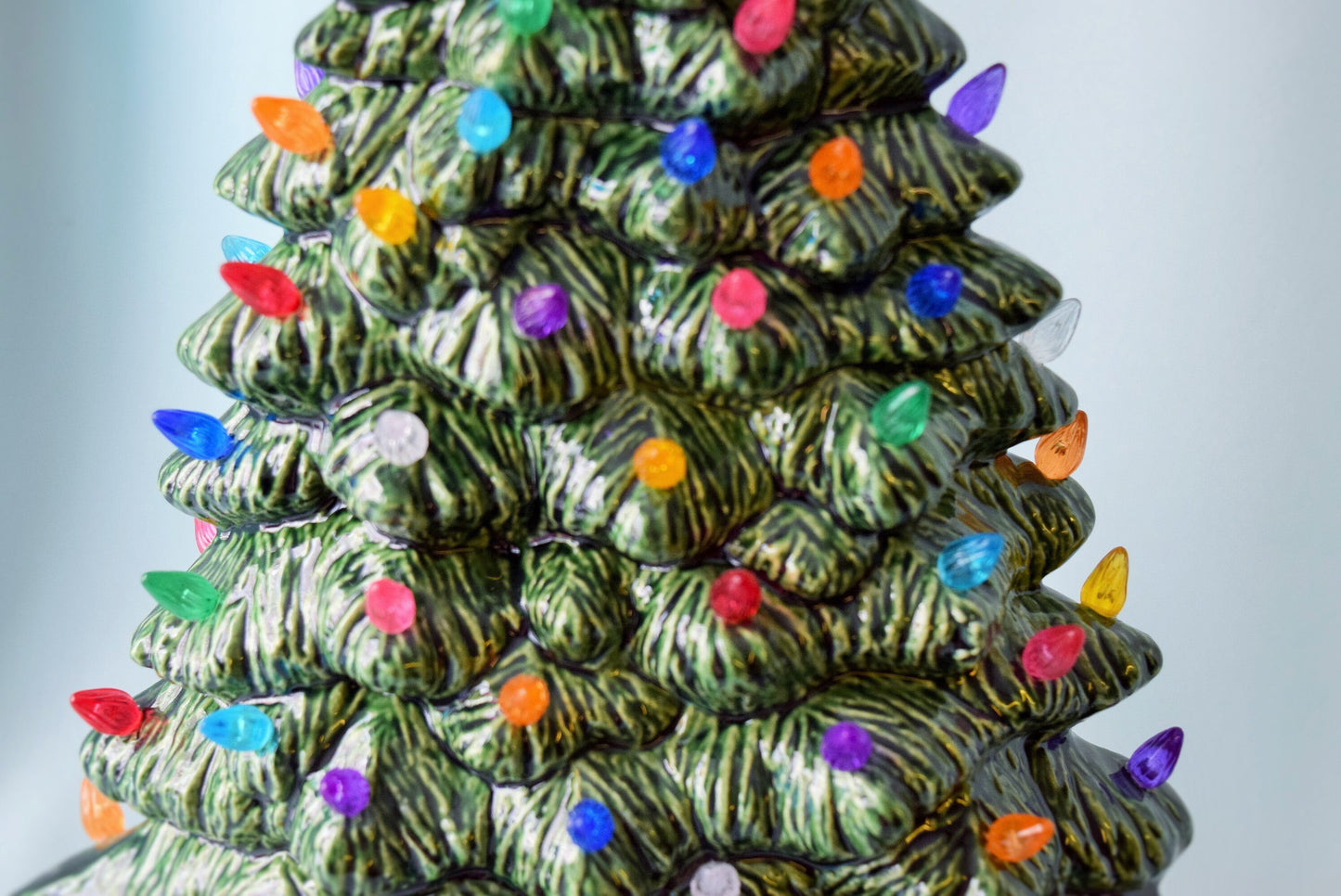 Extra Large Slim Ceramic Lighted Christmas Tree Windowsill Centerpiece - Vintage Inspired Holiday Decor