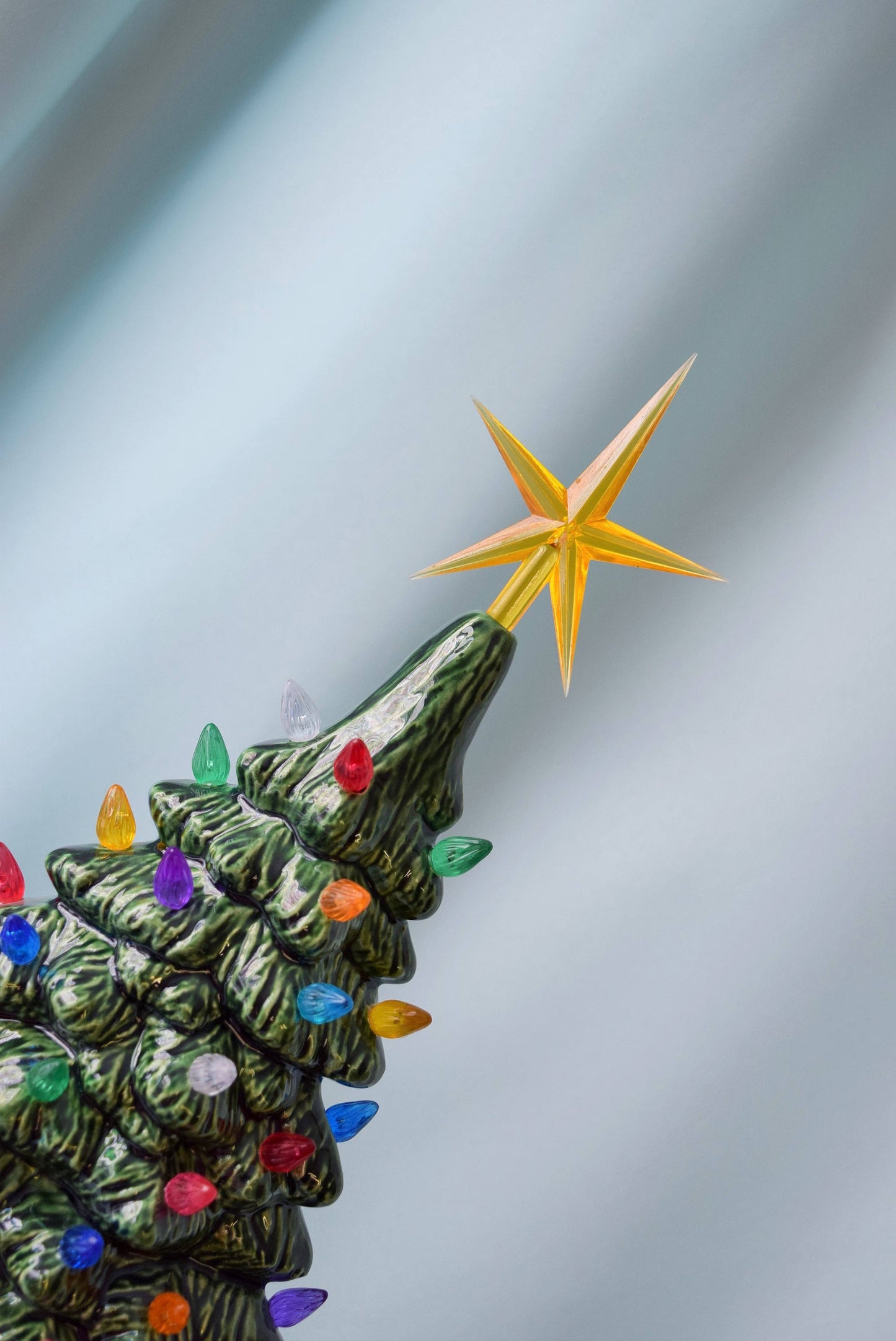 Extra Large Slim Ceramic Lighted Christmas Tree Windowsill Centerpiece - Vintage Inspired Holiday Decor