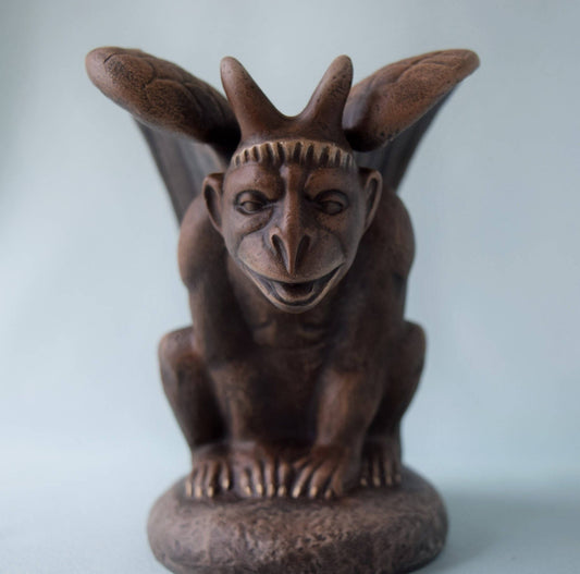 Ceramic Gargoyle Statue: Renaissance-Inspired Winged Mythical Creature, Medieval Castle Protector Decor
