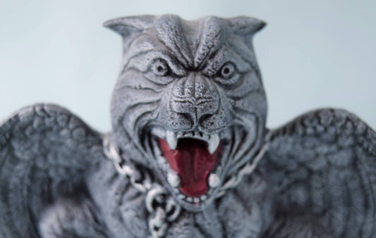 Mystical Gargoyle Dog Statue: Gothic Ceramic Garden Protector, Halloween Decor, Winged Menacing Sculpture