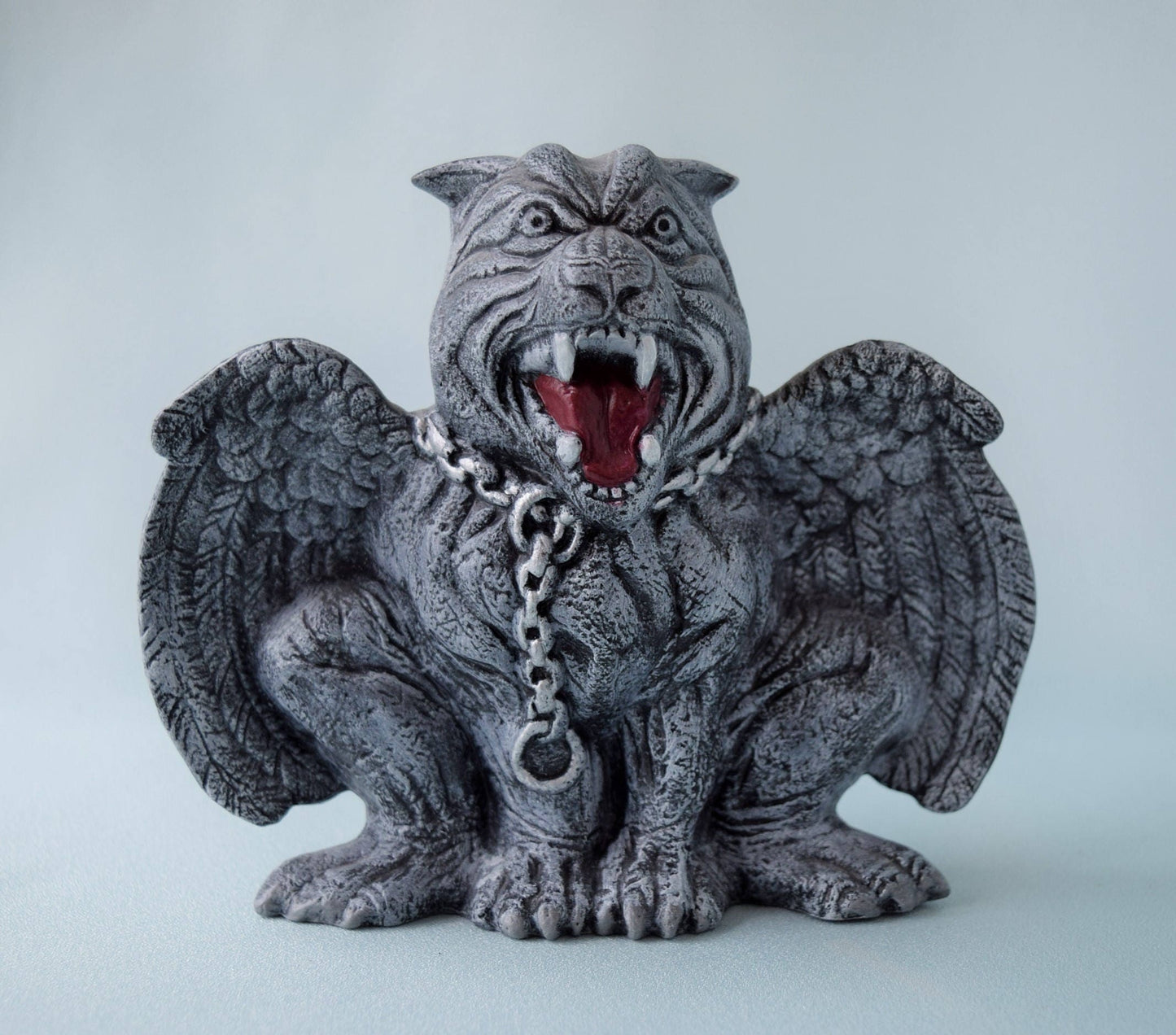 Mystical Gargoyle Dog Statue: Gothic Ceramic Garden Protector, Halloween Decor, Winged Menacing Sculpture