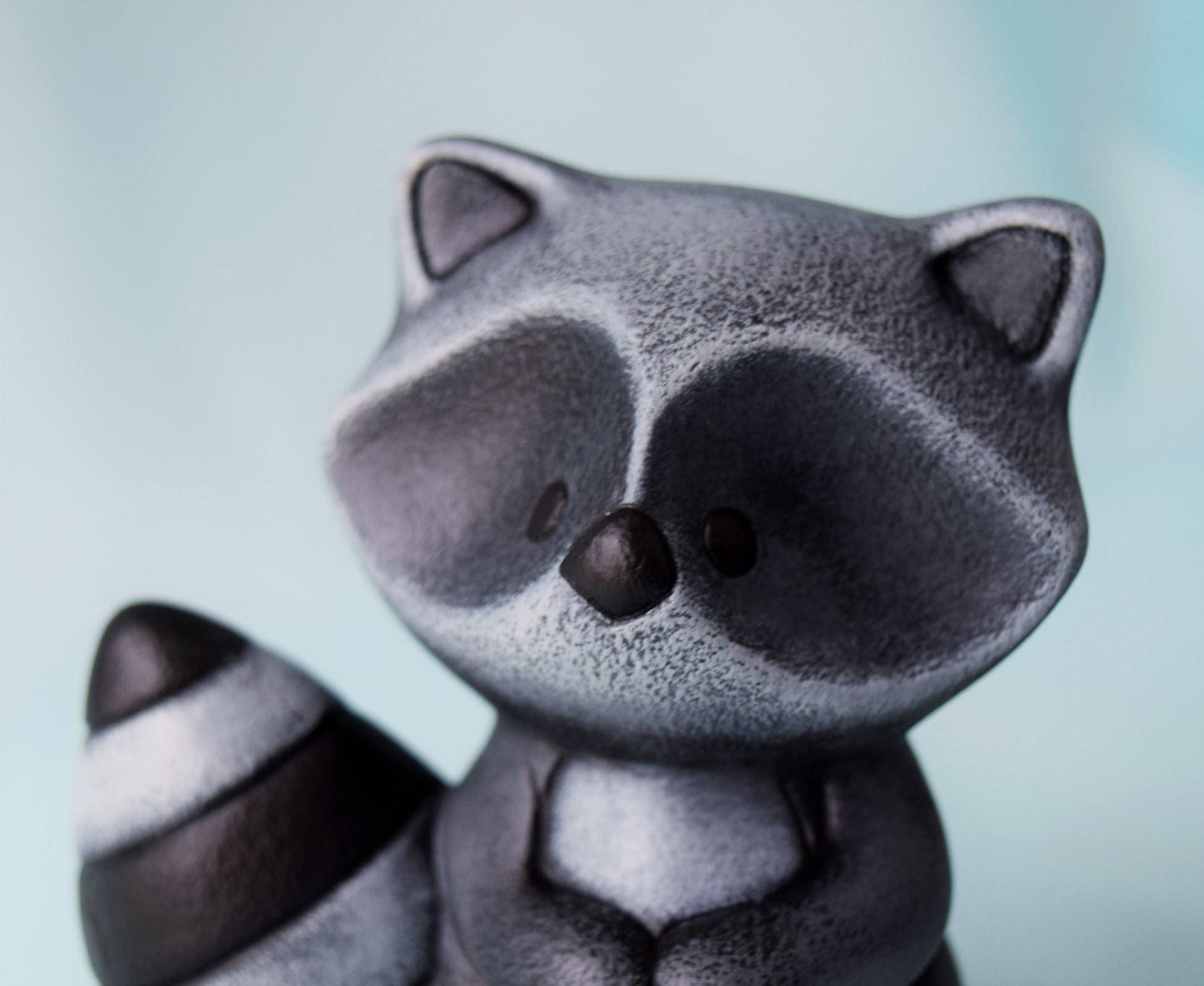 Charming Ceramic Raccoon Sculpture: Woodland Yard Art, Baby Shower Gift & Nursery Decoration