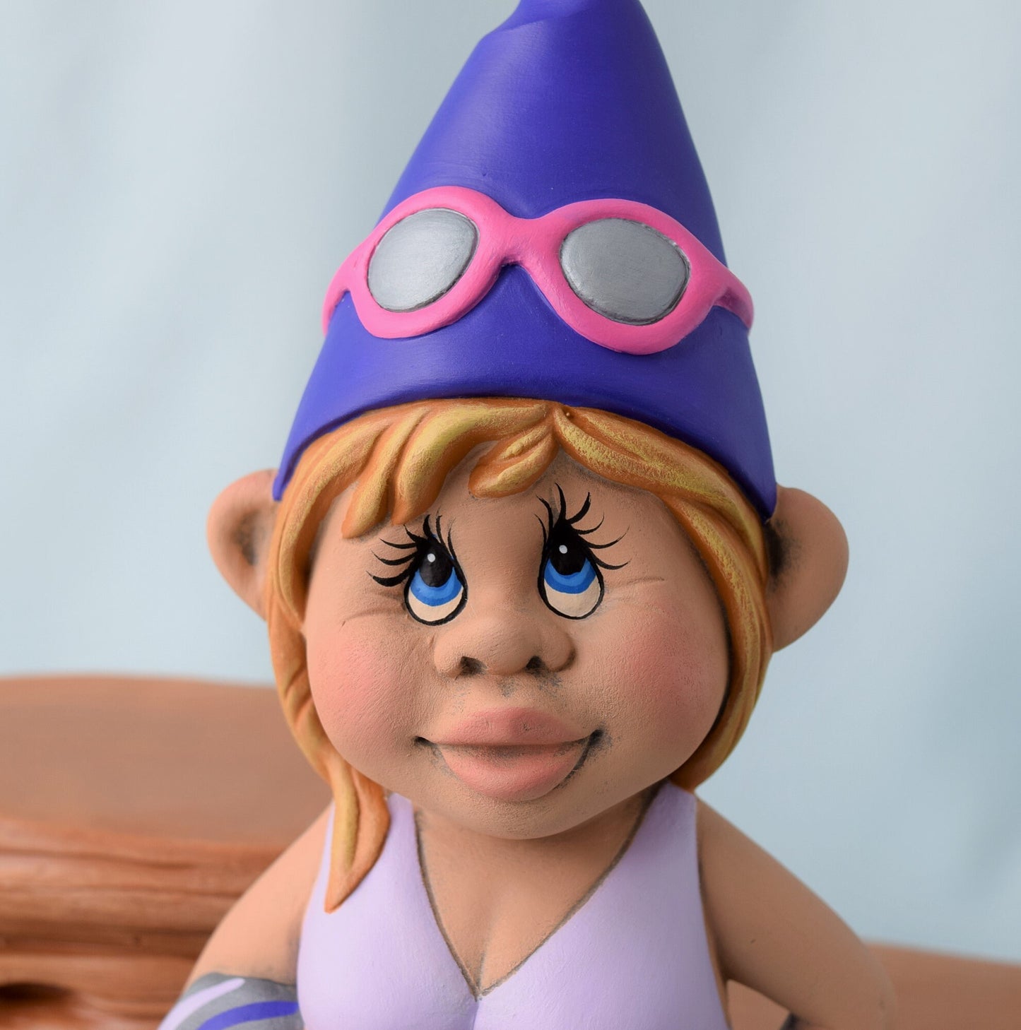 Valentine's Day Garden Gnome: Ceramic Lady Statue in Tropical Bathing Suit for Backyard, Beach, or Lake Decor