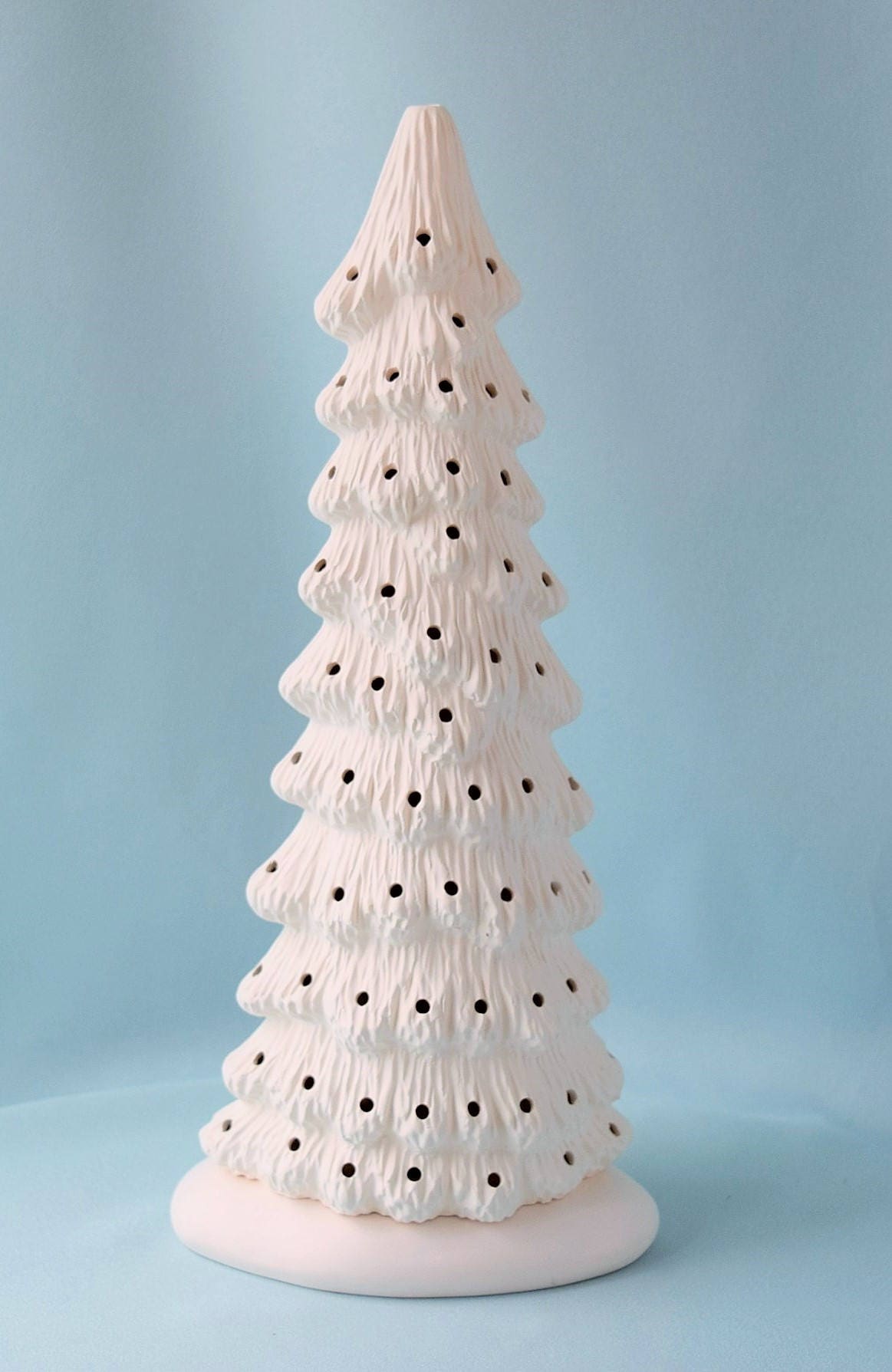 Slim Ceramic Christmas Tree Bisque - 10.5 Inch DIY Painting Project - Vintage Style Holiday Decoration