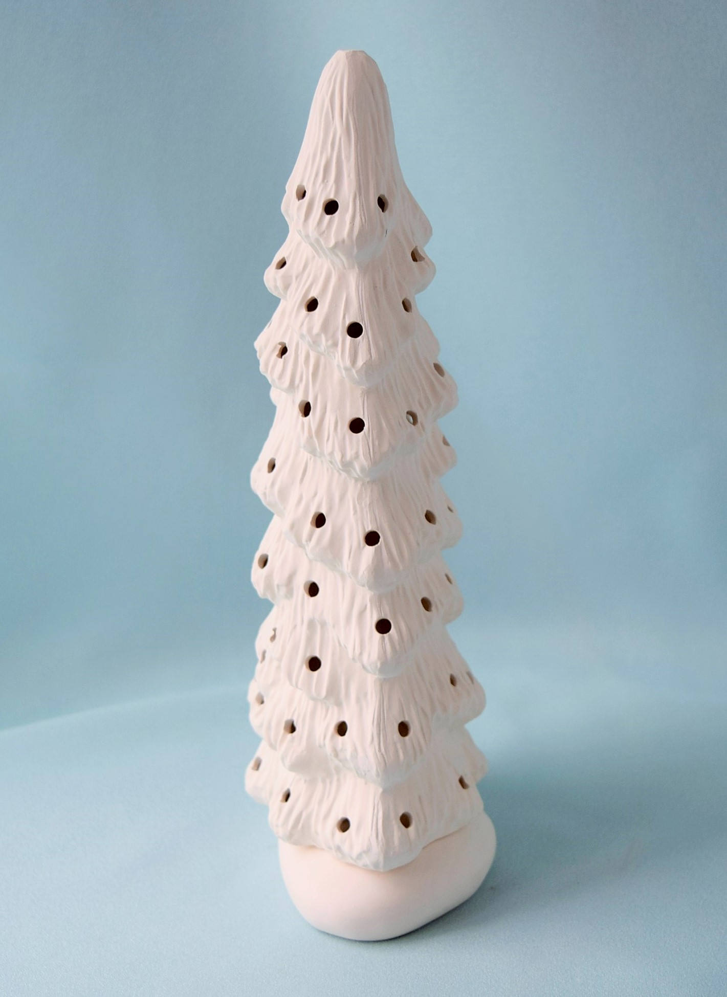 9-inch Slim Ceramic Christmas Tree Bisque - DIY Paintable Vintage-Style Holiday Decoration
