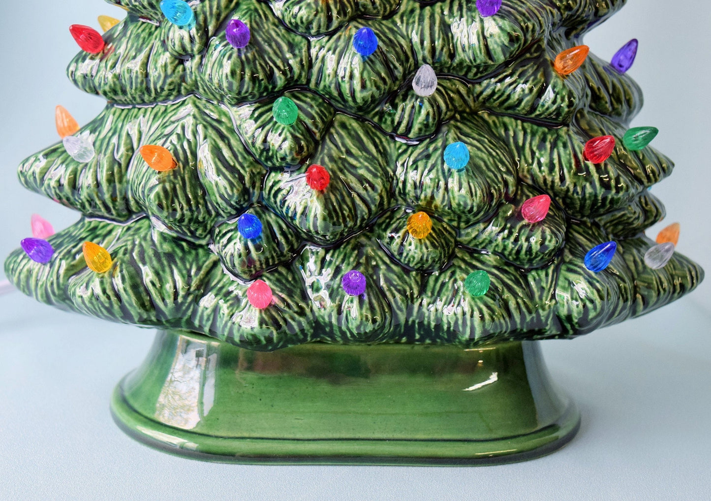 Extra Large Slim Ceramic Lighted Christmas Tree Windowsill Centerpiece - Vintage Inspired Holiday Decor - Teresa's Ceramics