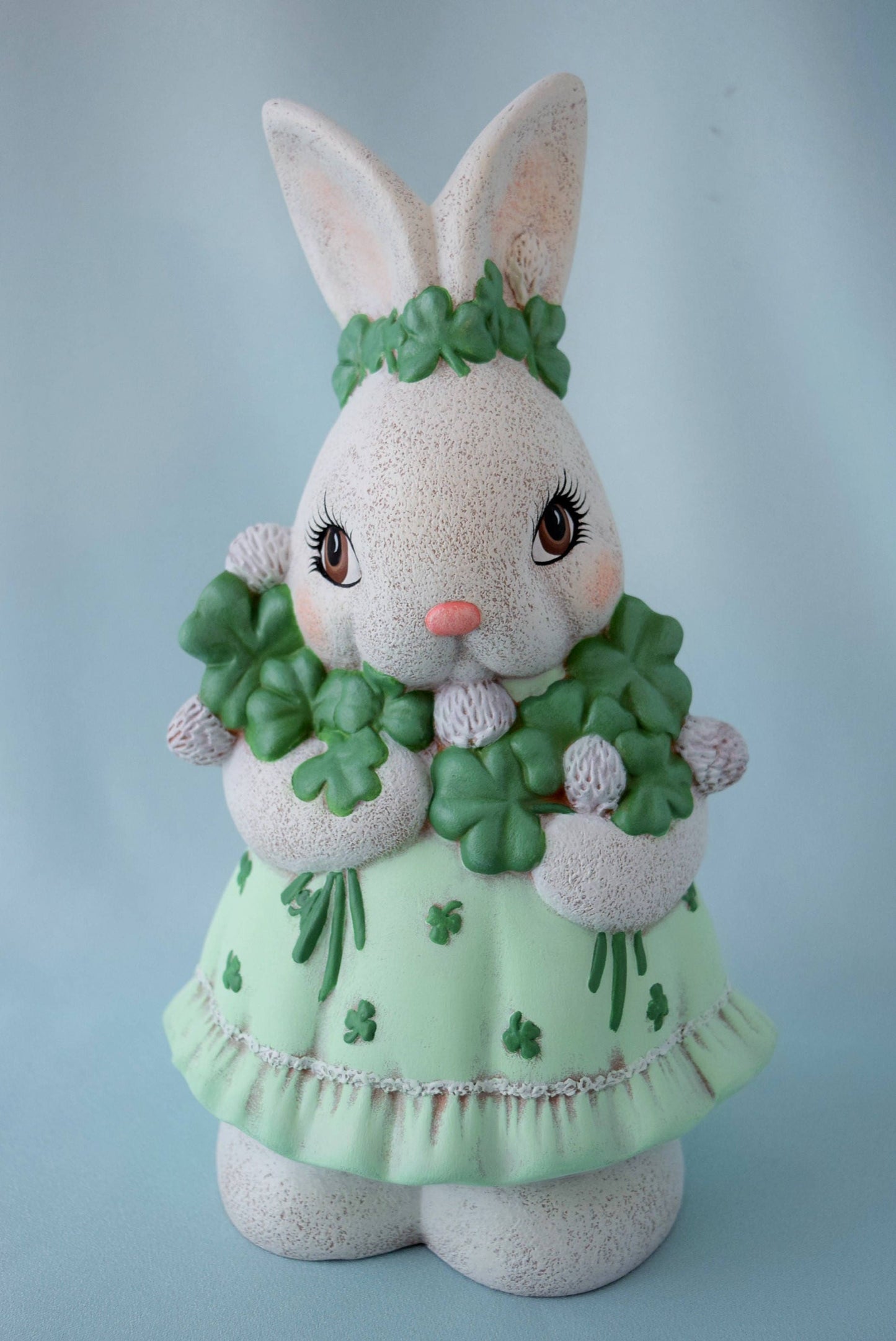 Four Leaf Clover Girl Bunny - Bisque - Ready to Paint Do it Yourself Project