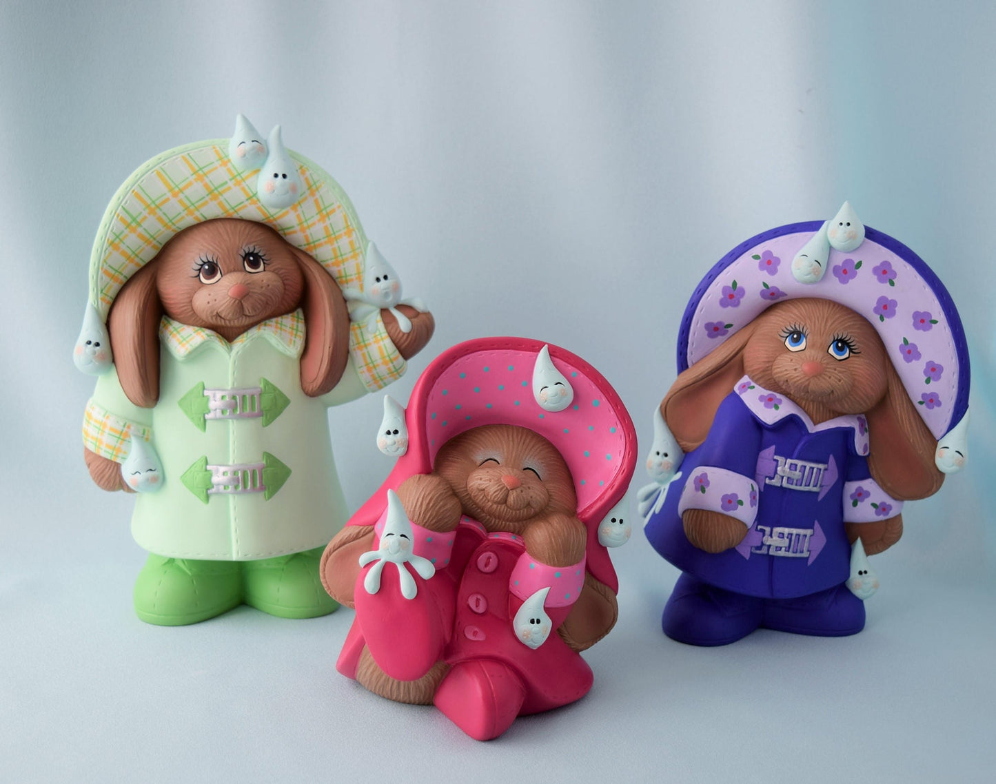 Ready to Paint Rain Coat Bunny - Do it Yourself Ceramics - Bisque Easter Rabbit - Papa Puddle Bunny - Teresa's Ceramics