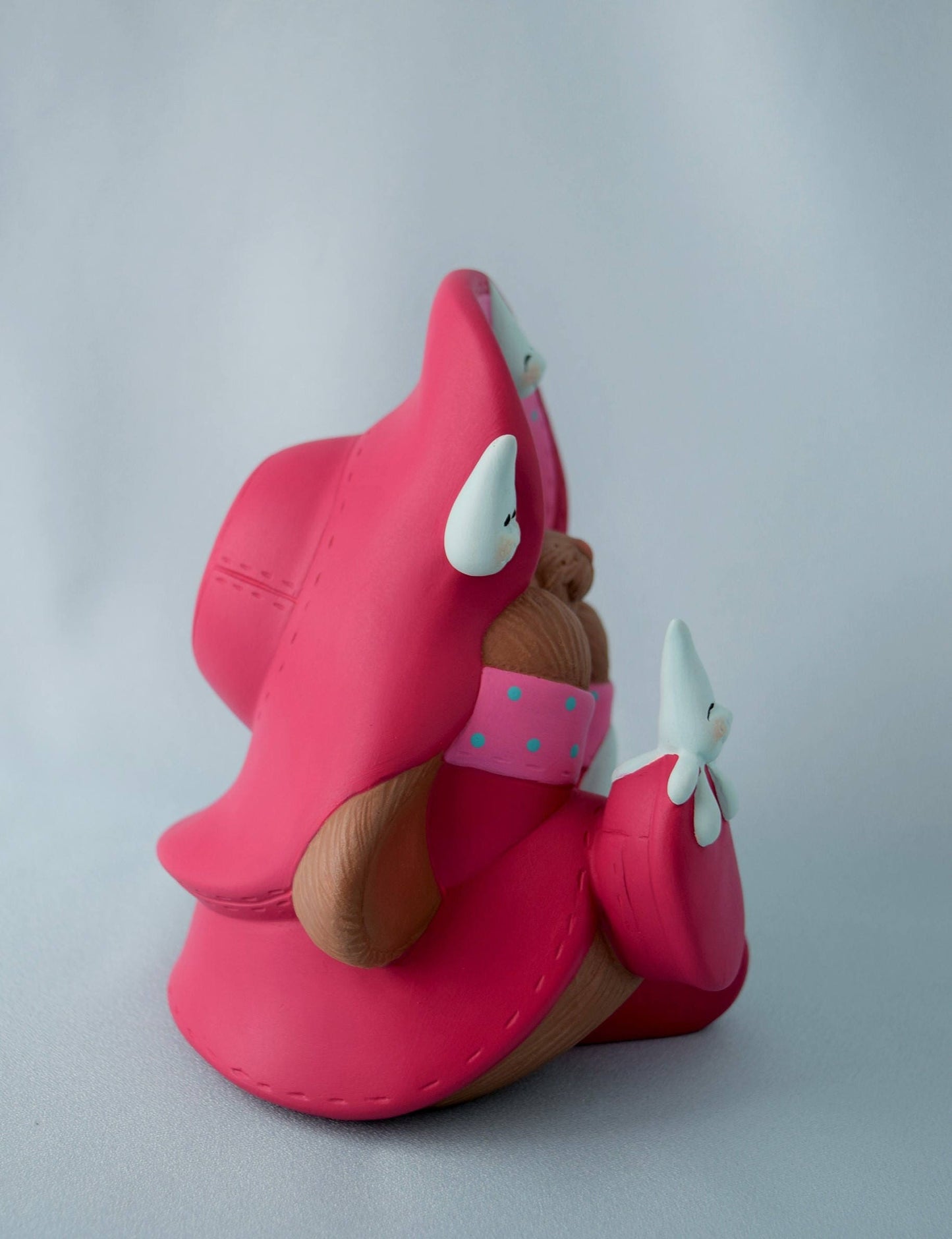 Pink Ceramic Raincoat Bunny | Baby Shower Gift Idea | Garden and Yard Art | Nursery Decor | Baby Shower Decor | Miniature Nursery