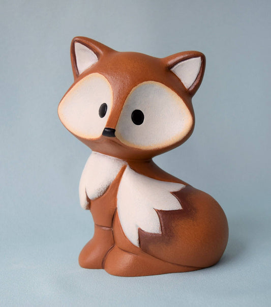 Adorable Ceramic Fox Figurine: Woodland Decor, Baby Shower Gift, Cake Topper, Home Accent