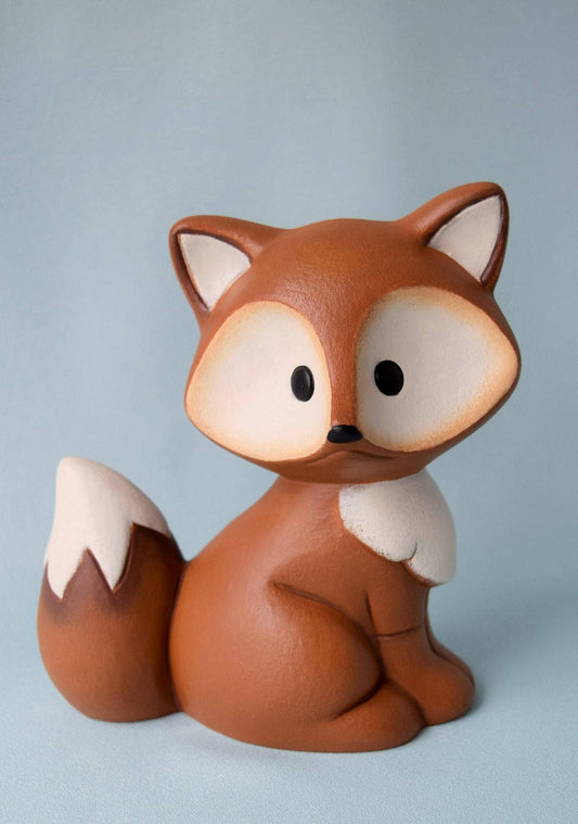 Whimsical Ceramic Fox Statue: Woodland Home Decor, Yard Art, Baby Shower Gift, Cute Animal Figurine