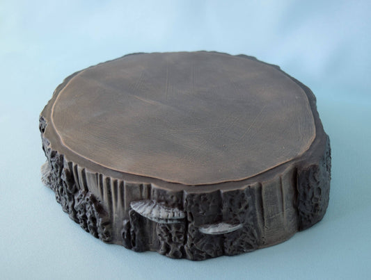 Rustic Faux Wood Stump Display Stand: Woodland Decor, Yard Art, Cake Pedestal, Ceramic Tree Slice - Teresa's Ceramics