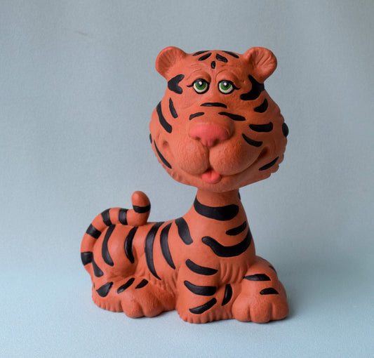 Tiger Bobble Head | Jungle Tiger Bobblehead | Baby Shower Gift | Nursery Decor | Baby Room Decor | Housewarming Gift | Tiger Baseball - Teresa's Ceramics