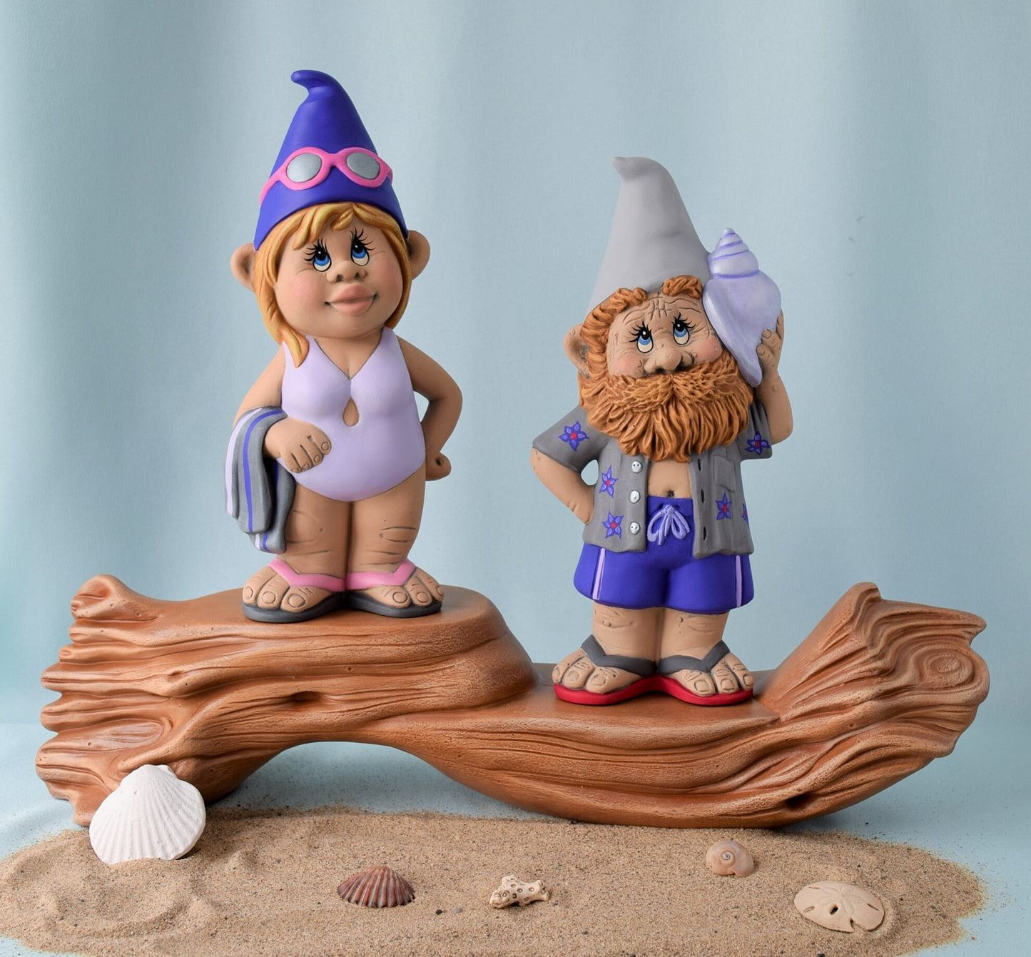 Valentine's Day Garden Gnome: Ceramic Lady Statue in Tropical Bathing Suit for Backyard, Beach, or Lake Decor