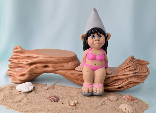 Gnome | Lake House Decor | Beach House | Tropical Gnome | Bathing Suit Gnome | Gnome Girl | Flip Flop Gonk - Teresa's Ceramics
