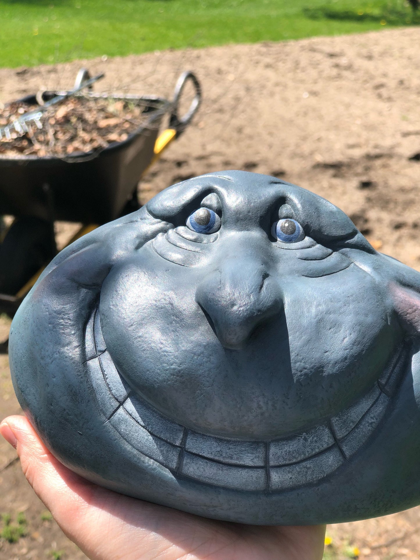 Whimsical Rock Face Garden Ornament - Unique Outdoor Decor for Yard, Housewarming Gift, Spring Landscape