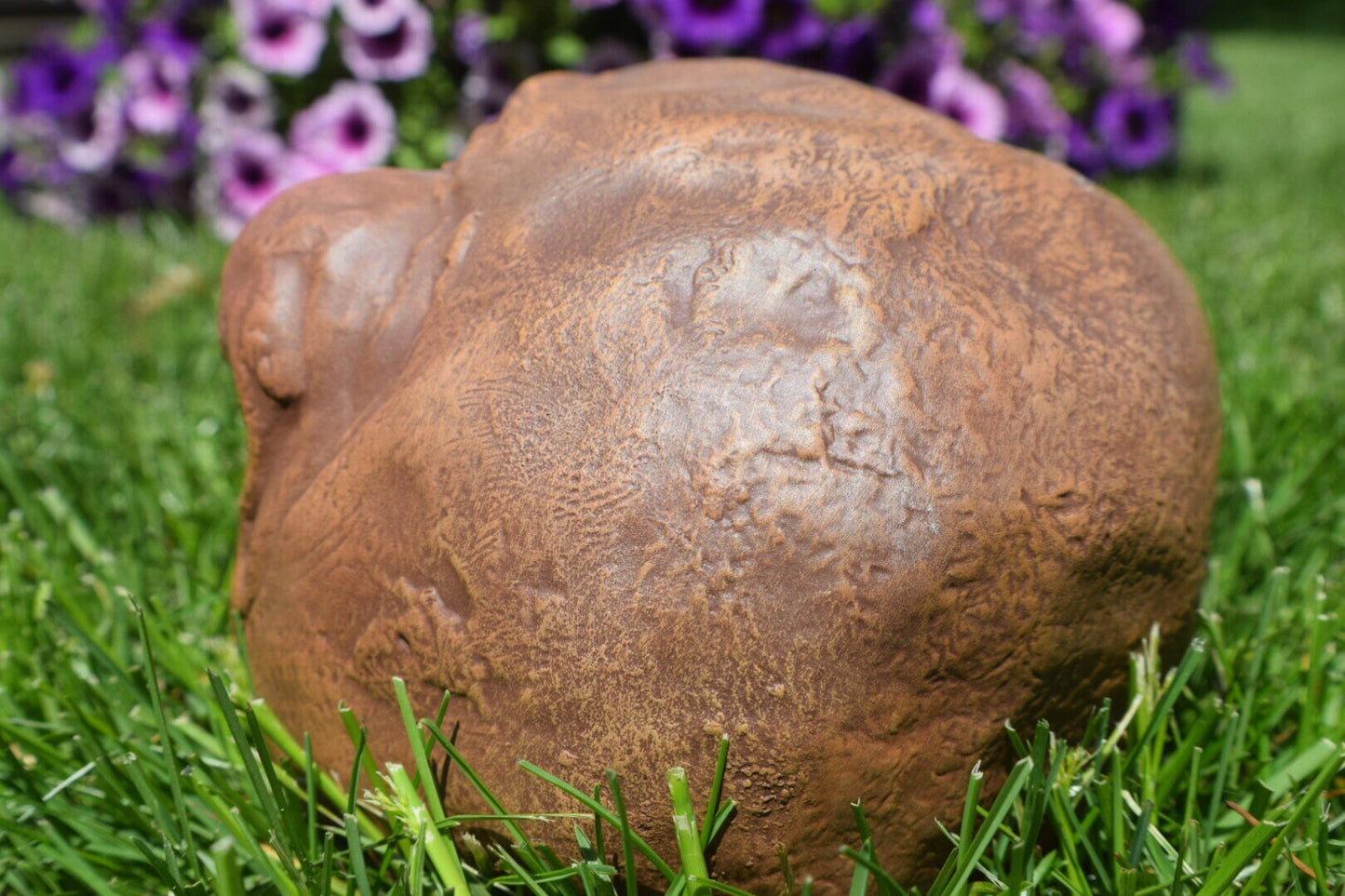 Quirky Ceramic Rock Face Garden Sculpture - Unique Yard Art with Green Eyes - Father's Day Gift