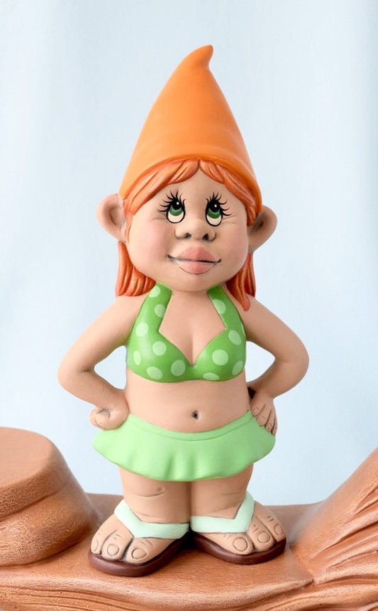 Adorable Beachside Gnome Figurine | Summer Bikini Gonk | Lakehouse Decor | Cottage Gift for Her
