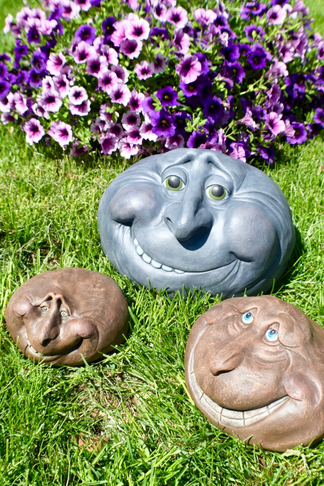 Large Garden Rock - Cute Rock Art - Outdoor Decor - Country Wedding - Garden Boulder - Housewarming gift - Shabby Chic