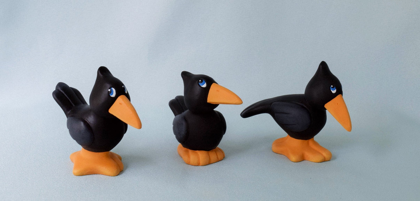 Ceramic Crows - Halloween Decorations - Set of Three Crows - Autumn Decor - Black Birds - Bird Decor - Halloween Bird - Raven